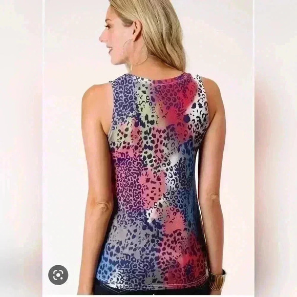 Roper Womens Multi-Color Polyester Leopard Tank Top Size XS - Picture 2 of 7